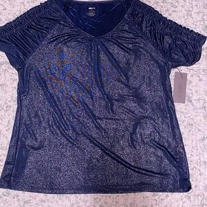 Jennifer Lopez Sparkling Navy Blouse